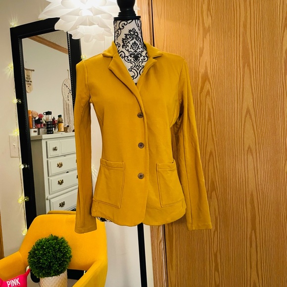 Tahari Mustard Yellow Jersey Blazer M 